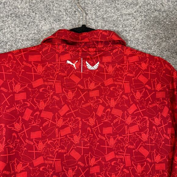 Puma Volition America Polo Shirt Mens Large Red Performance Freedom USA - Picture 10 of 10